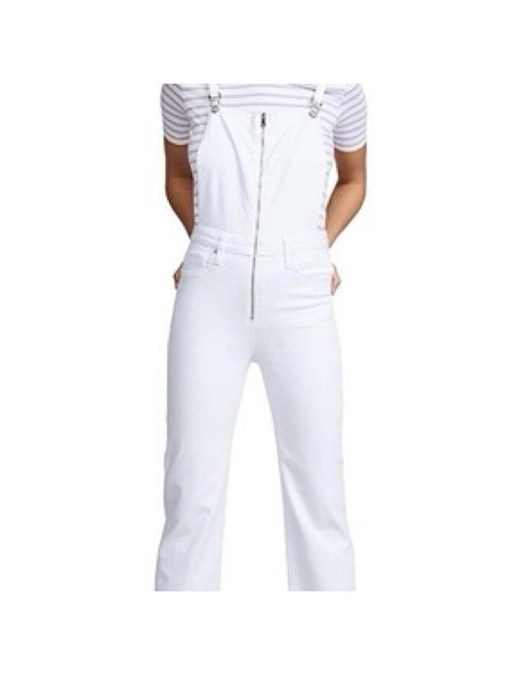 Hudson Avalon White Demim Overalls Jeans 32